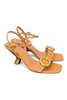 Sandalo rafia camel tacco oro Chantal