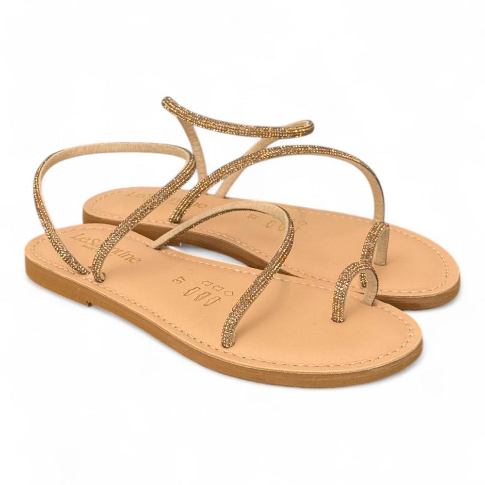 Sandalo infradito strass oro Le Salentine 