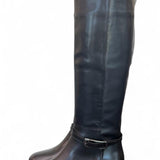Stivale lungo pelle nera con fibbia Elisa Lanci<BR/> 