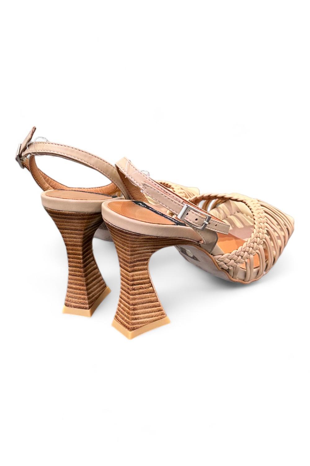 Sandalo con mignon intrecciati beige Alarcon<BR/> 