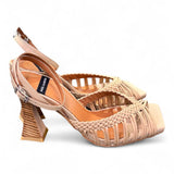 Sandalo con mignon intrecciati beige Alarcon<BR/> 