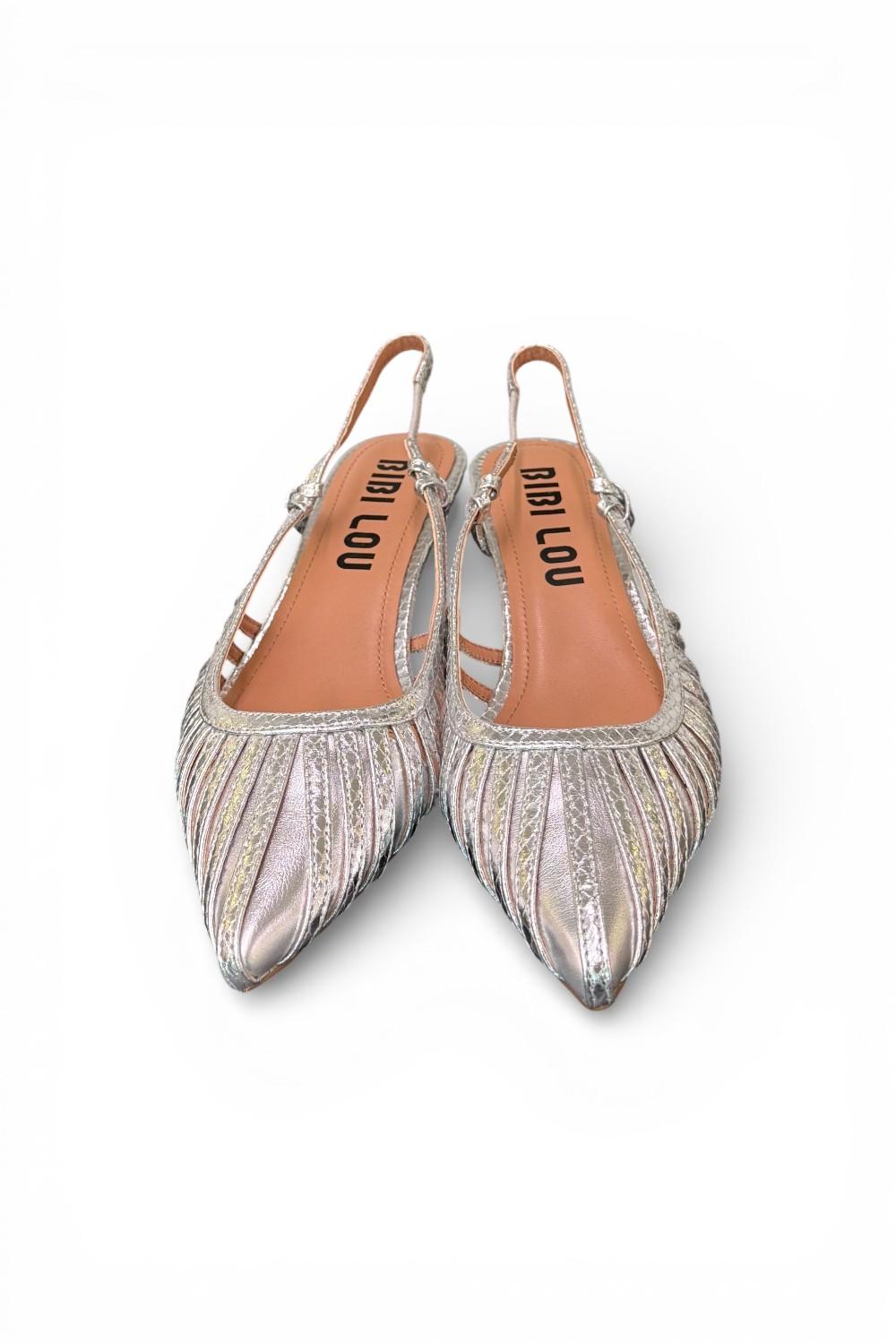 Slingback laminata argento Bibi Lou 