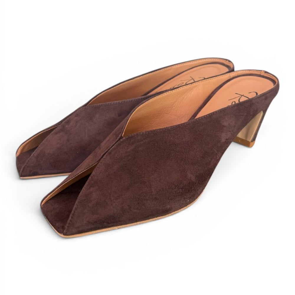 Ciabatta suede testa di moro tacco 60 Ranye 