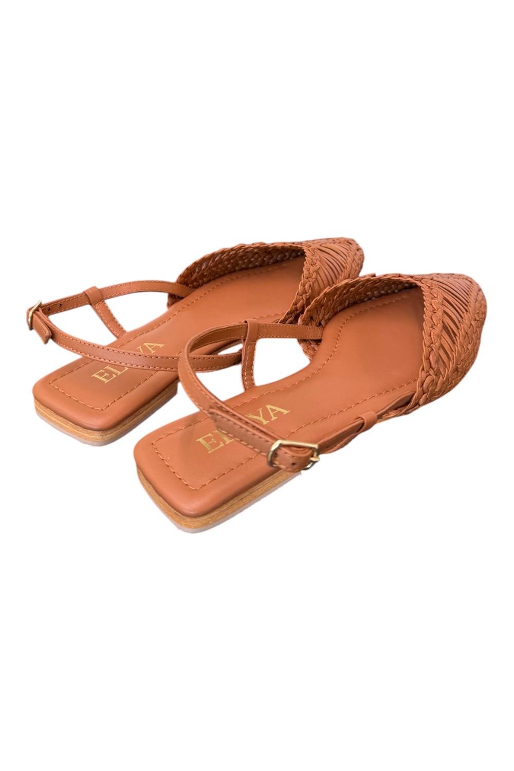 Slingback intrecciata pelle cuoio Elaya 