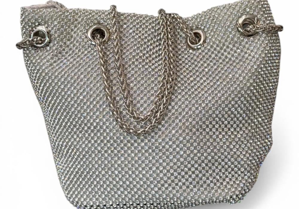 Pochette secchiello strass Scarlet argento 