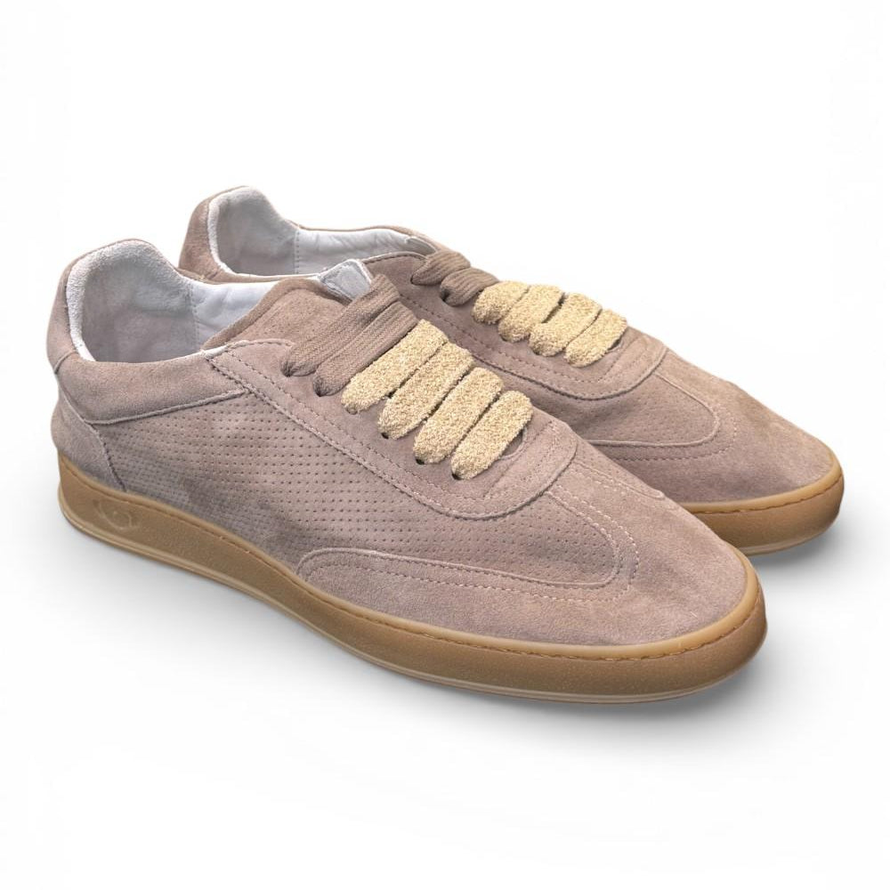 Sneaker uomo Soldini 80 Akira suede forato beige tortora 
