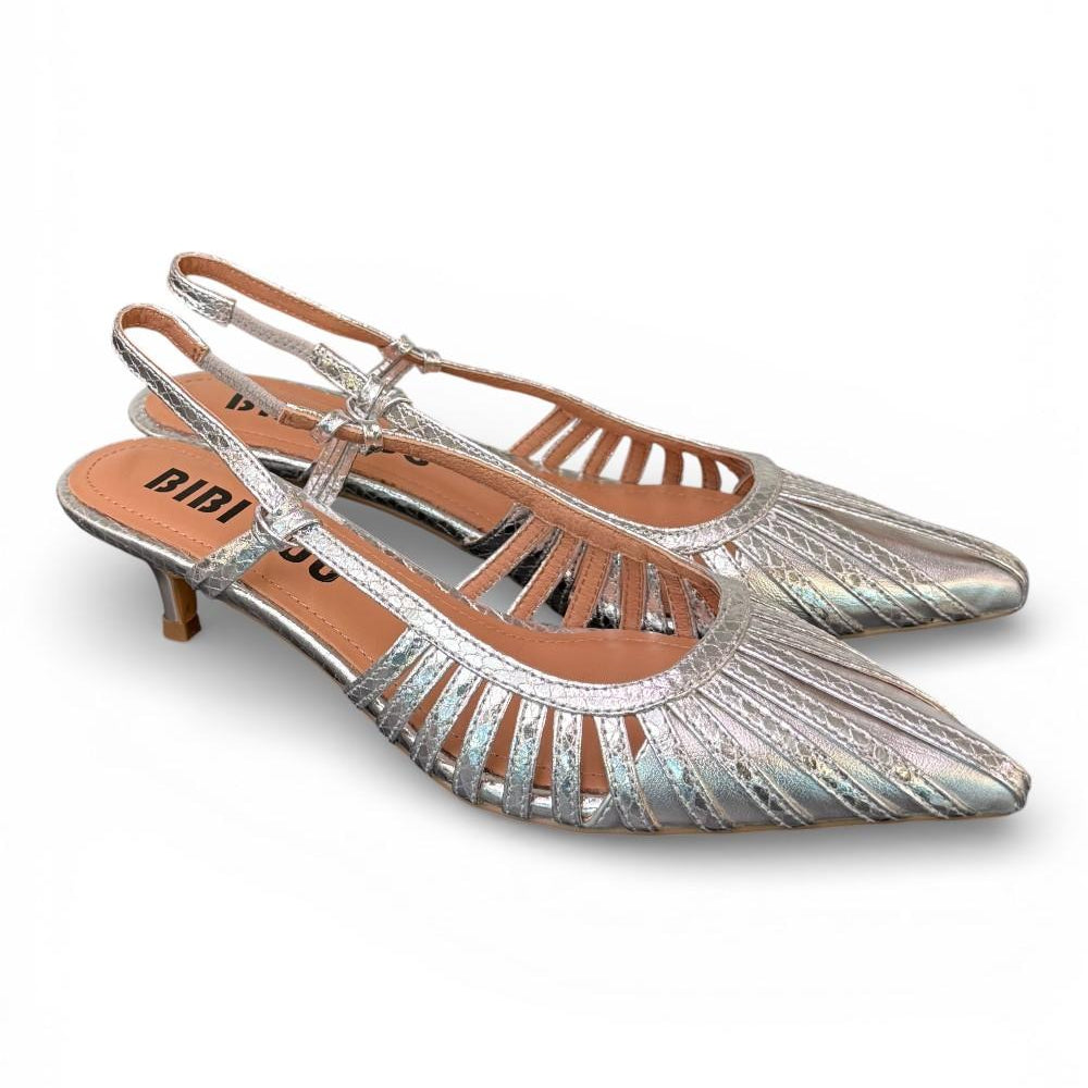 Slingback laminata argento Bibi Lou 