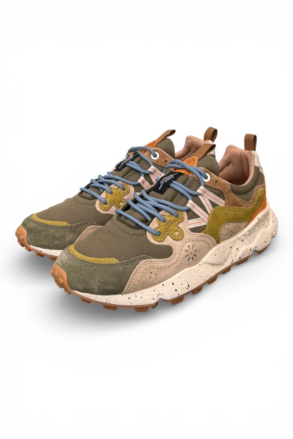 Sneaker uomo Yamano 3 1F06 canvas military Flower Mountain 
