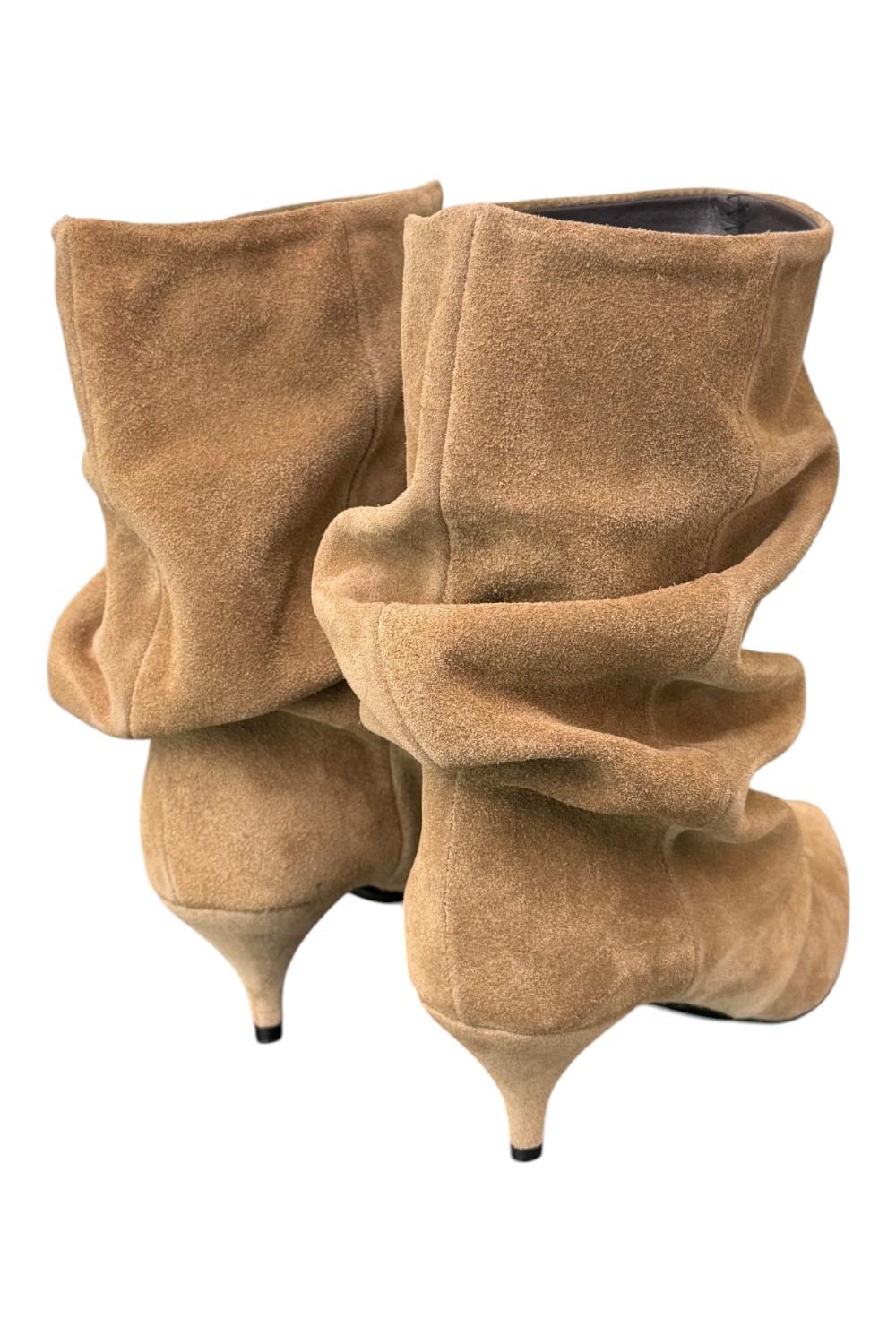 Stivaletto pieghe The icona suede taupe 