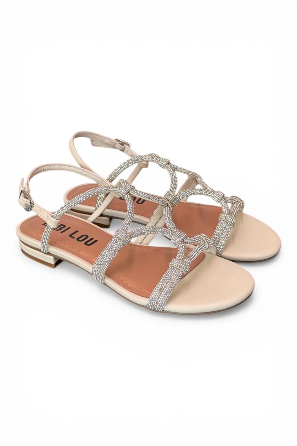 Sandalo intrecci strass white Bibi Lou 