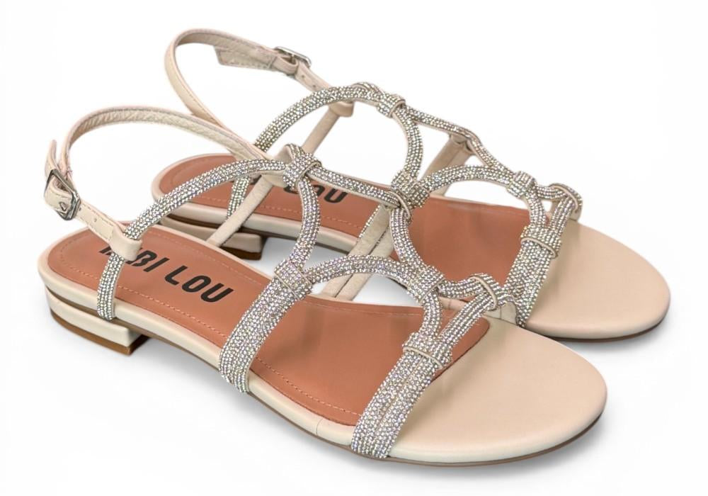 Sandalo intrecci strass white Bibi Lou 