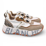 Sneaker donna Voile Blanche Club 105 bianco cuoio borchie 2E42 