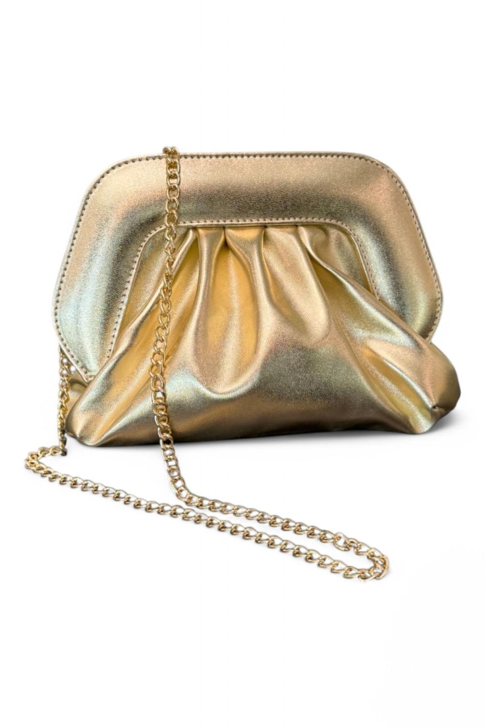 Pochette chiusura scatto ecopelle platino 