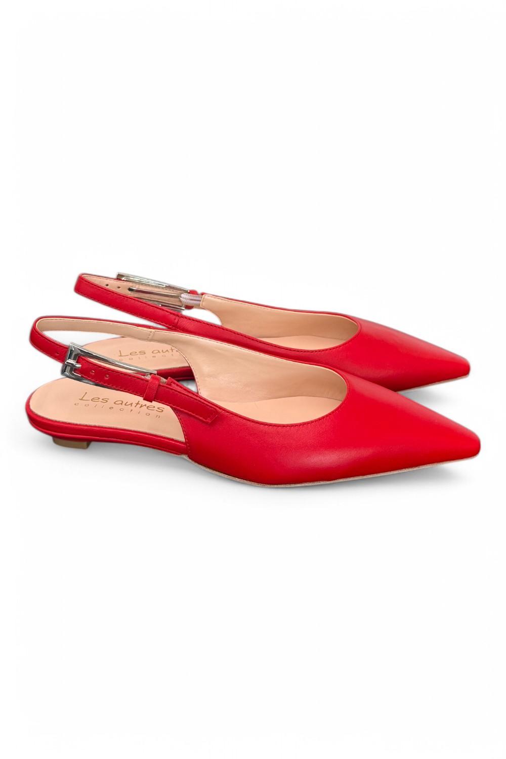 Slingback pelle rosso flat Les Autres<BR/> 