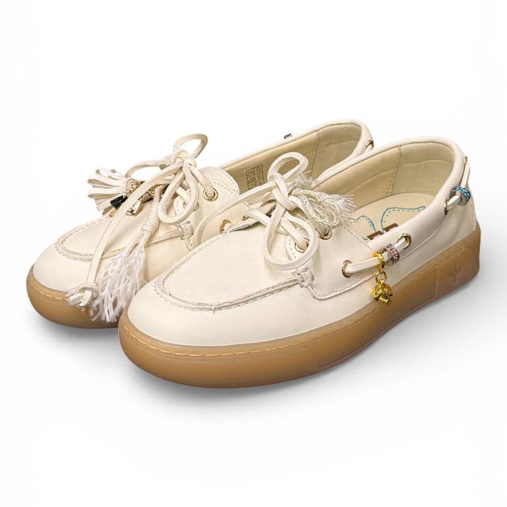 Scarpa barca nappa latte Gioplus 
