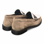 Mocassino bimateriale beige bianco Elisa Lanci 