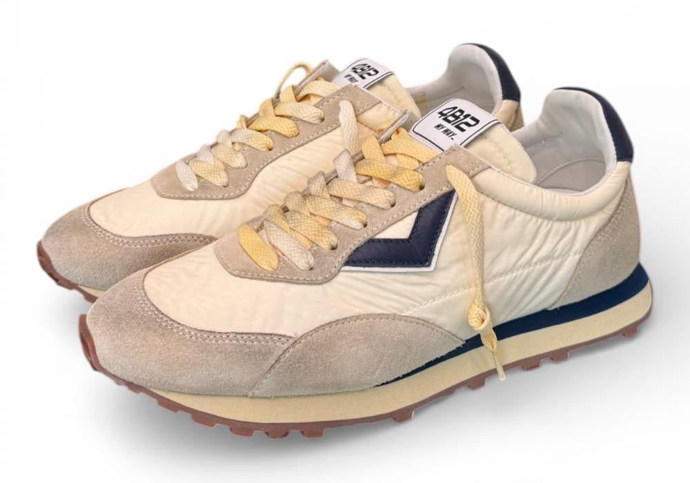 Sneaker uomo 4B12 Vintage Run beige blu 