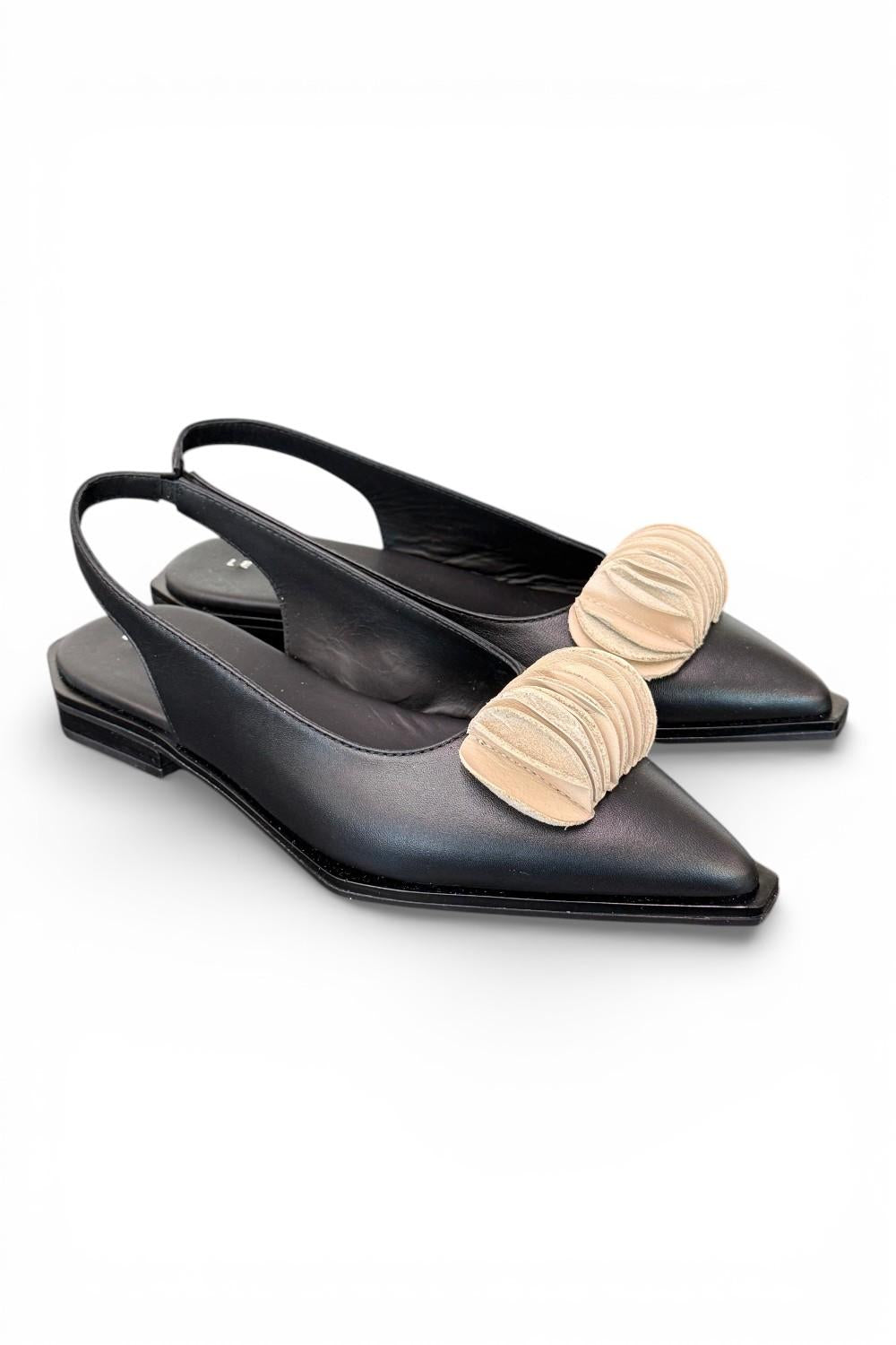 Slingback pelle nera bianca Le Bohemien 
