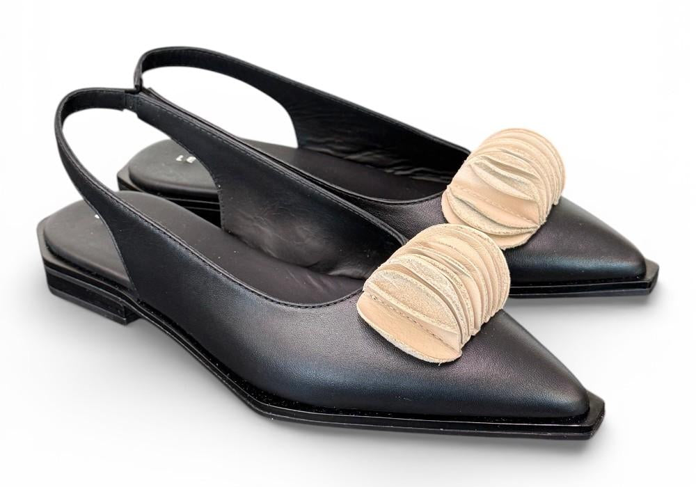 Slingback pelle nera bianca Le Bohemien 