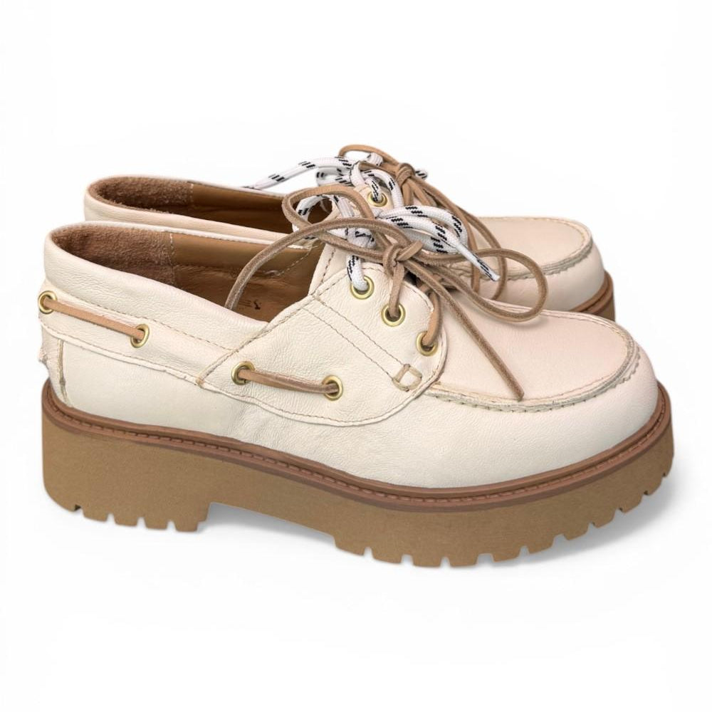 Scarpa barca XL pelle bianca Antica Bottega<BR/> 
