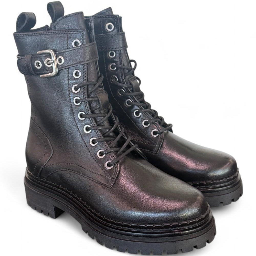 Anfibio pelle nera  con fibbia Mjus<BR/> 