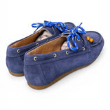 Scarpa barca suede bluette Antica Bottega<BR/> 