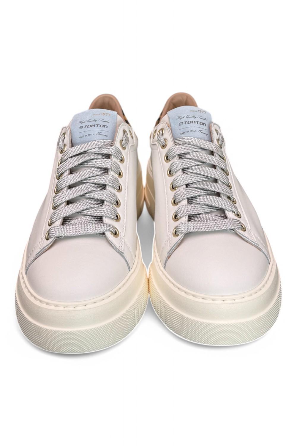 Sneaker donna Stokton pelle bianca platform 