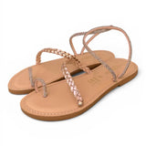 Sandalo infradito strass e treccia rame Le Salentine 