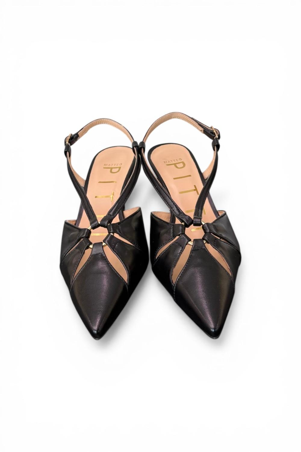 Slingback pelle nera T50  Matteo Pitti 