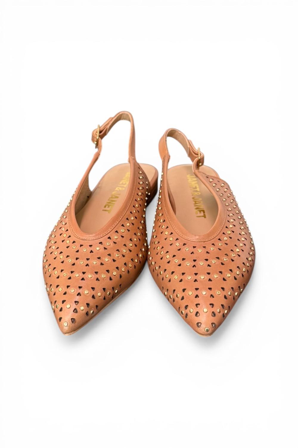 Slingback microborchie cuoio Janet<BR/> <BR/> 