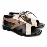 Semiaperto laccio nero beige bianco Le Bohemien<BR/> 