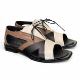 Semiaperto laccio nero beige bianco Le Bohemien<BR/> 