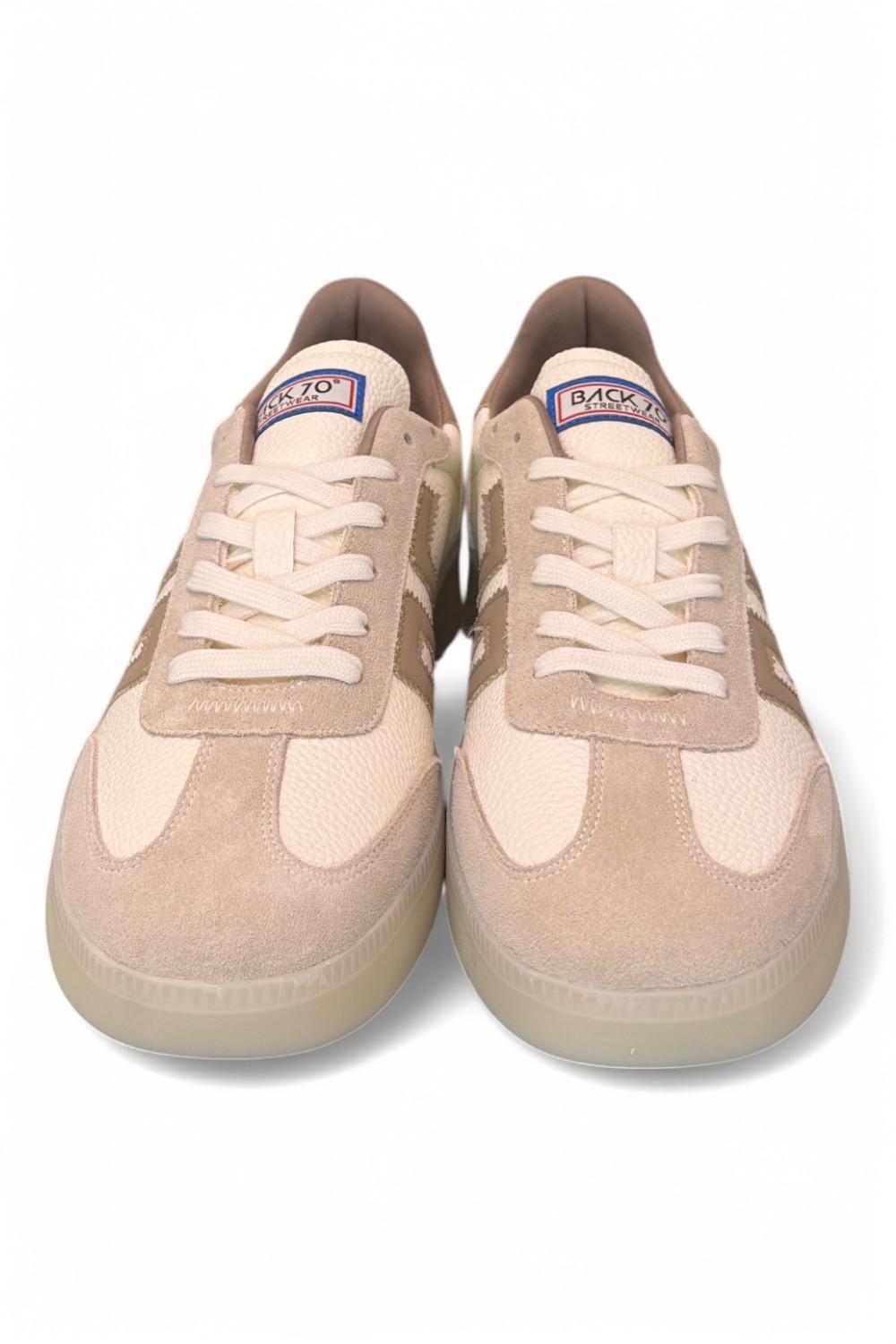 Sneaker uomo  Boston suede bianco beige Back 70<BR/> 