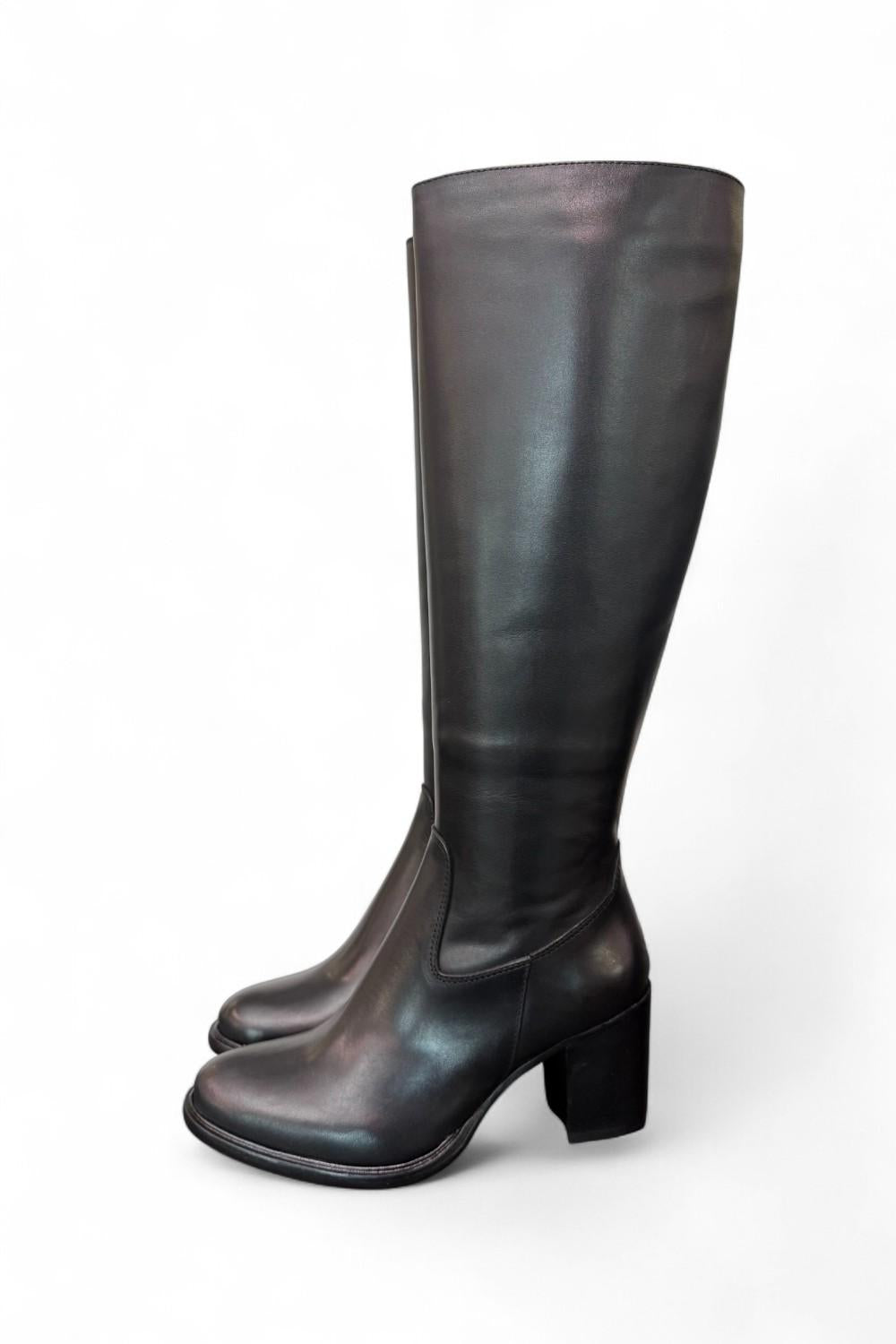 Stivale zip pelle nera tacco 60 Anima <BR/> 