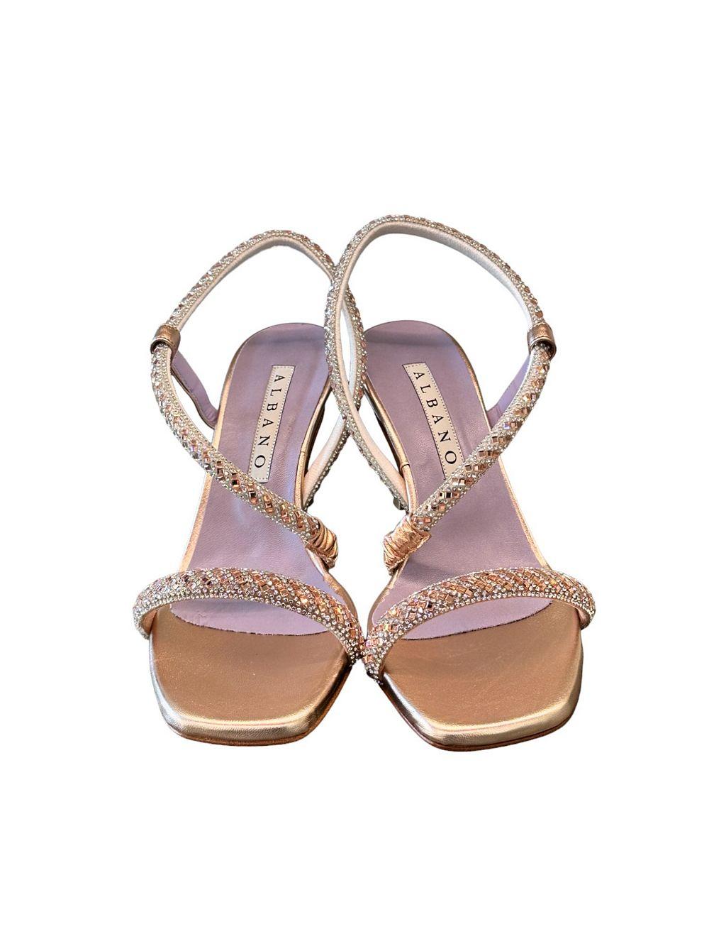 Sandalo strass trasversale rame Albano 