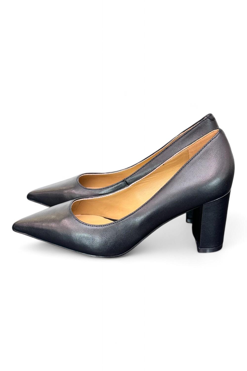 Decolté vitello nero tacco grosso CHICONIC<BR/> 