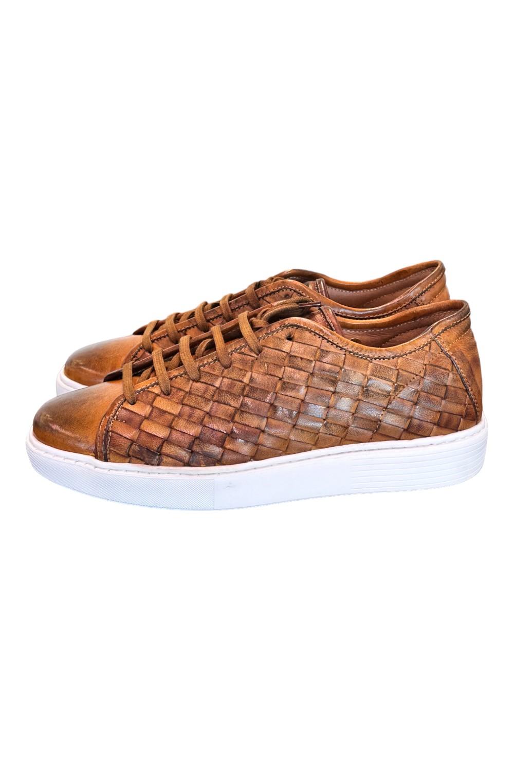 Sneaker uomo intrecciata cuoio Pawelks 