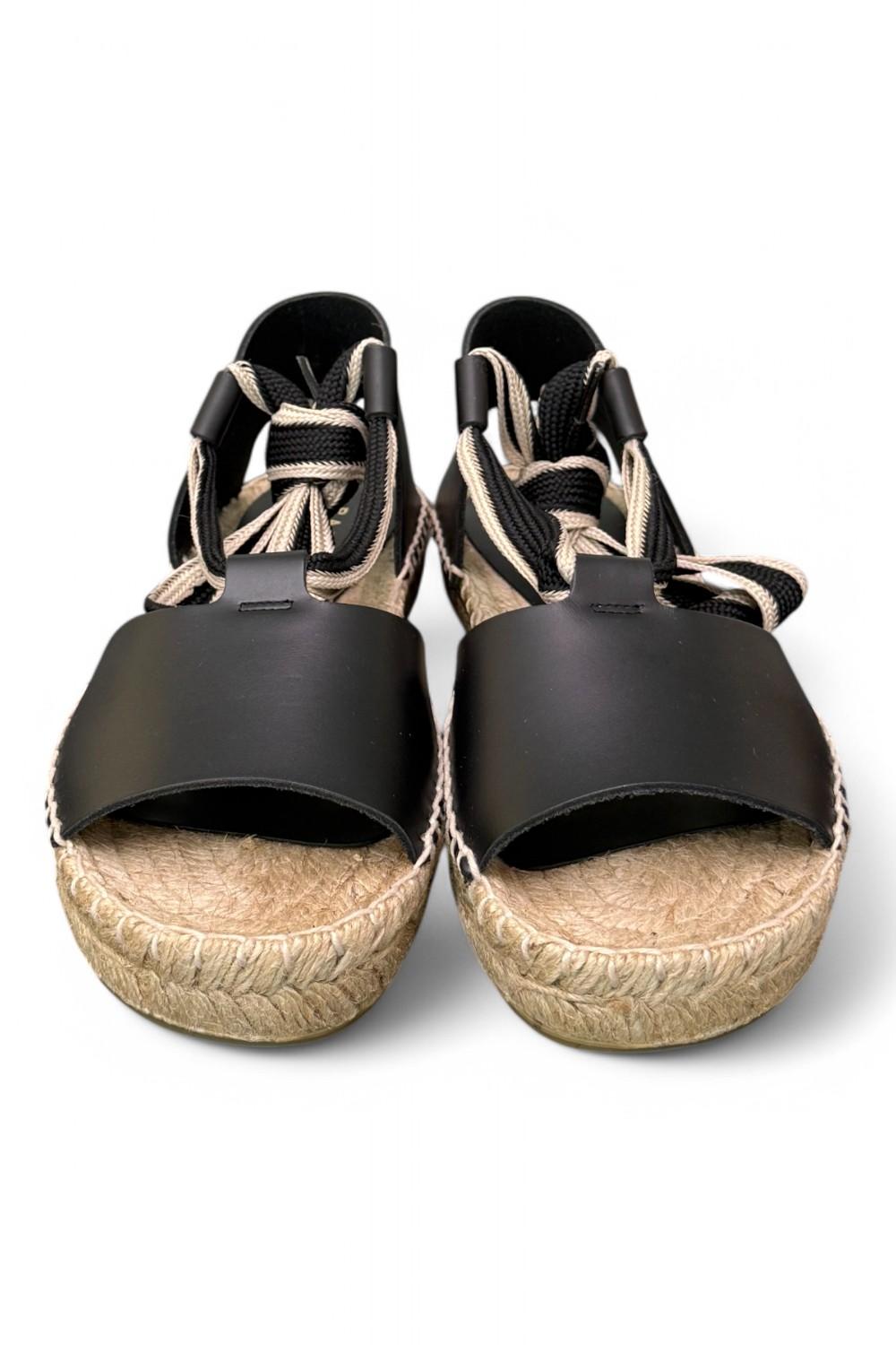 Sandalo con fascia pelle nera Palomitas<BR/> 
