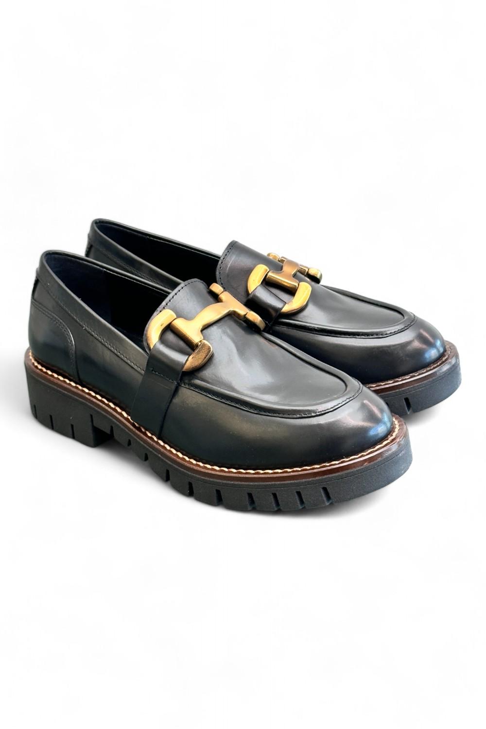 Mocassino accessorio pelle nera Anima 