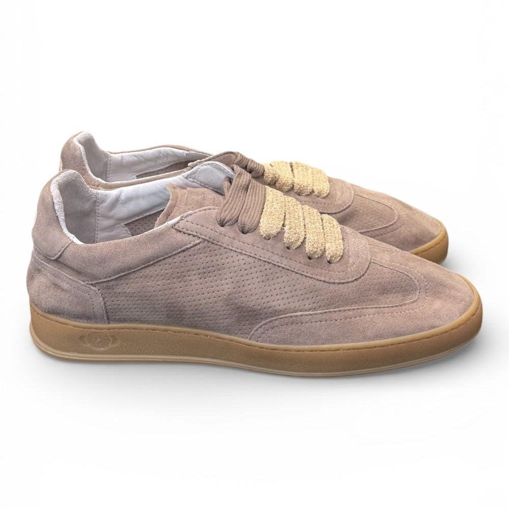 Sneaker uomo Soldini 80 Akira suede forato beige tortora 