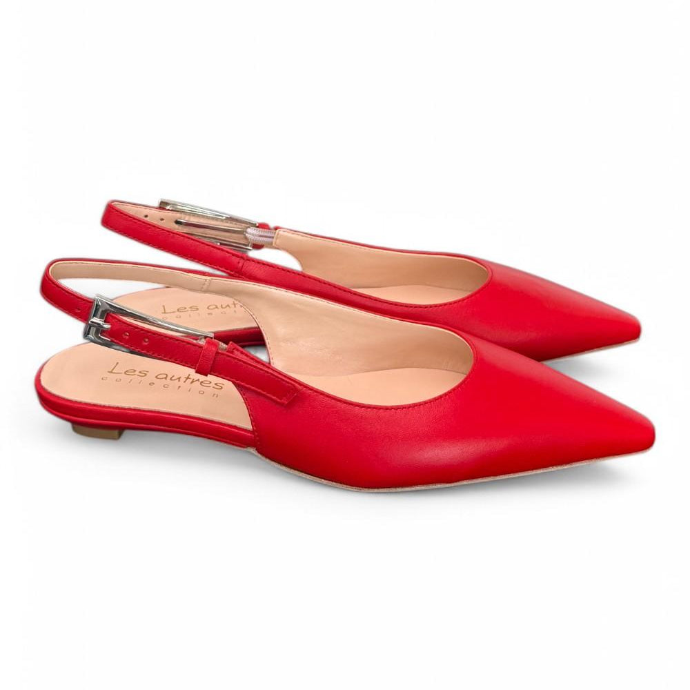 Slingback pelle rosso flat Les Autres<BR/> 