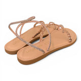 Sandalo infradito strass e treccia rame Le Salentine 