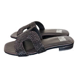 Ciabatta con strass nera Bibi Lou<BR/> 