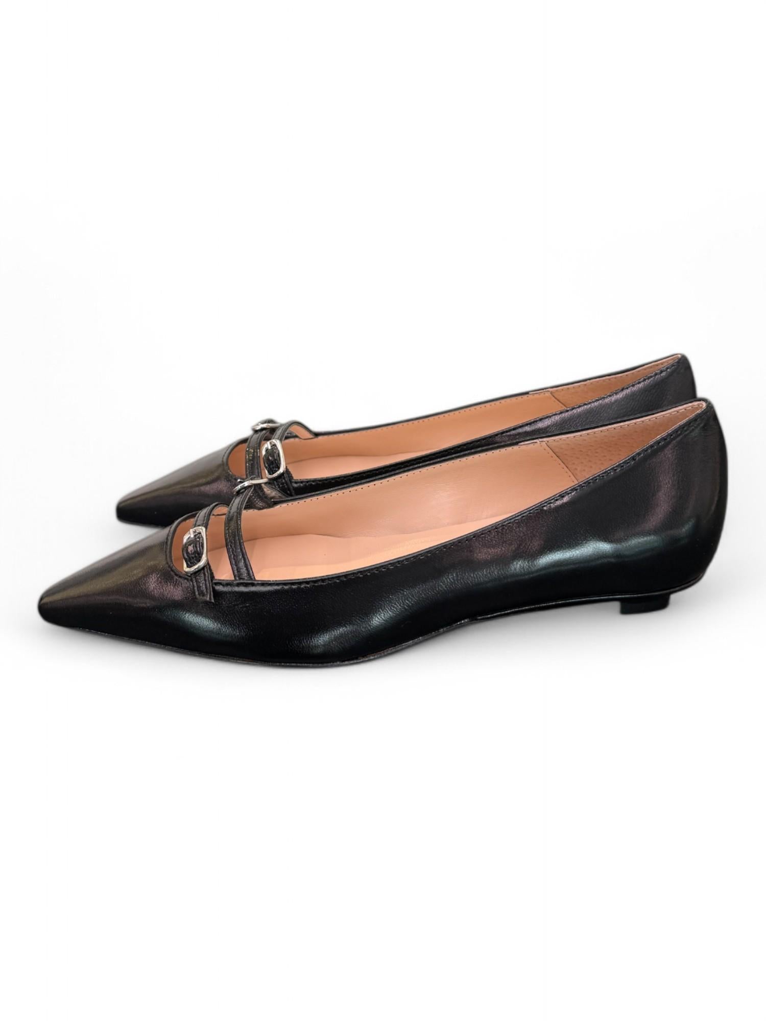 Ballerina cintino pelle nera flat Les Autres<BR/> 