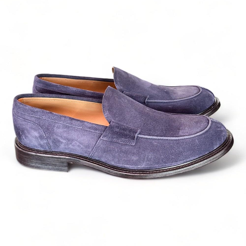 Mocassino liscio suede blu Franco Fedele 