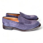 Mocassino liscio suede blu Franco Fedele 