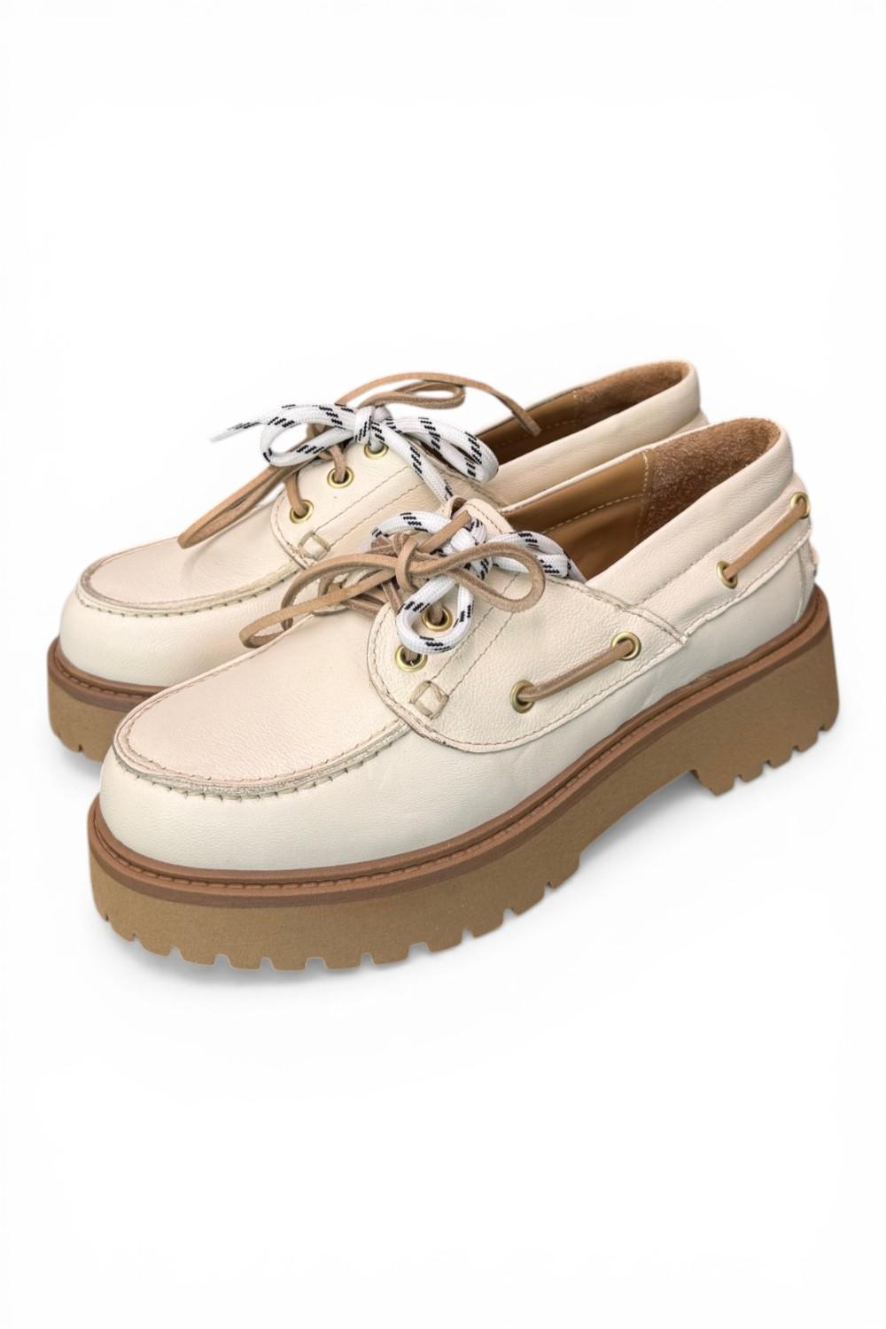 Scarpa barca XL pelle bianca Antica Bottega<BR/> 