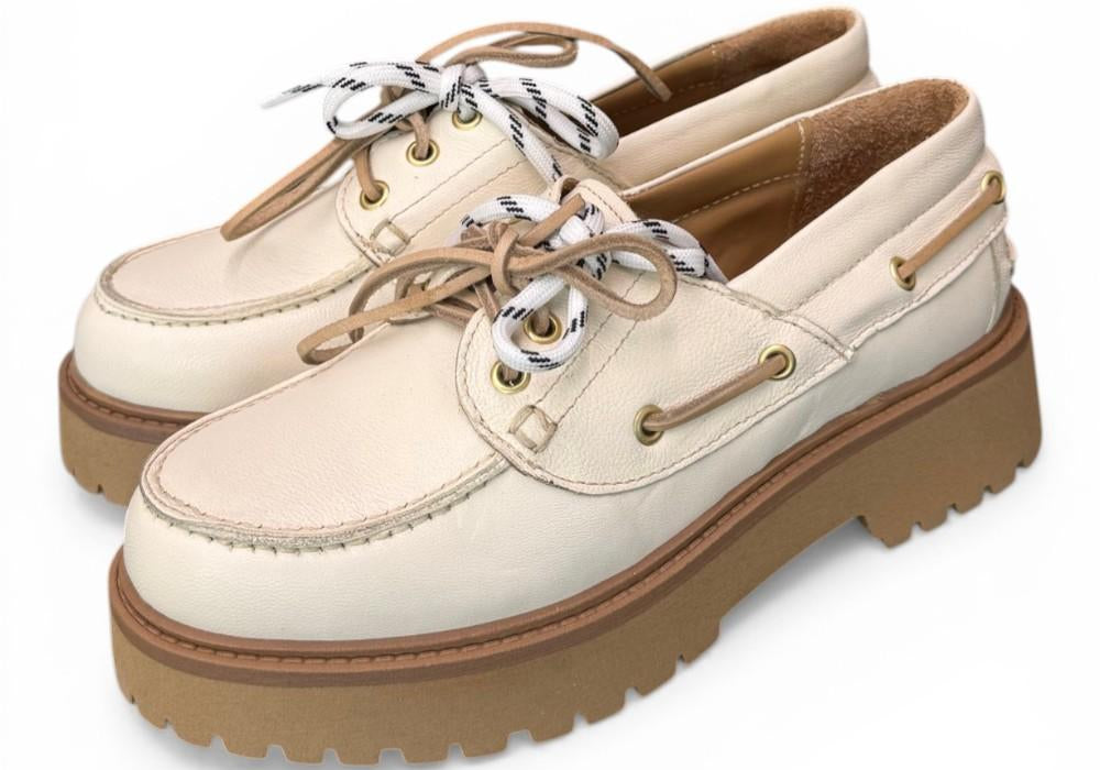 Scarpa barca XL pelle bianca Antica Bottega<BR/> 