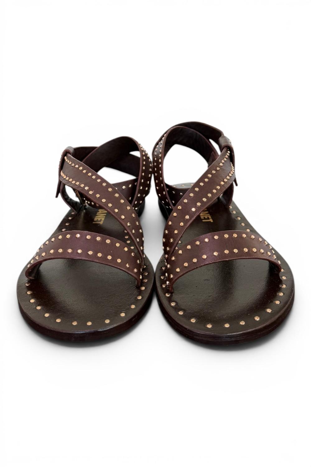 Sandalo microborchie pelle testa di moro Janet<BR/> <BR/> 