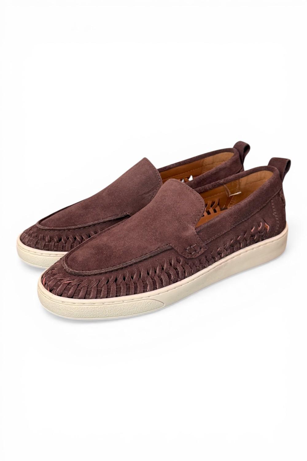 Mocassino cassetta suede intreccio moro Pawelks<BR/> <BR/> 